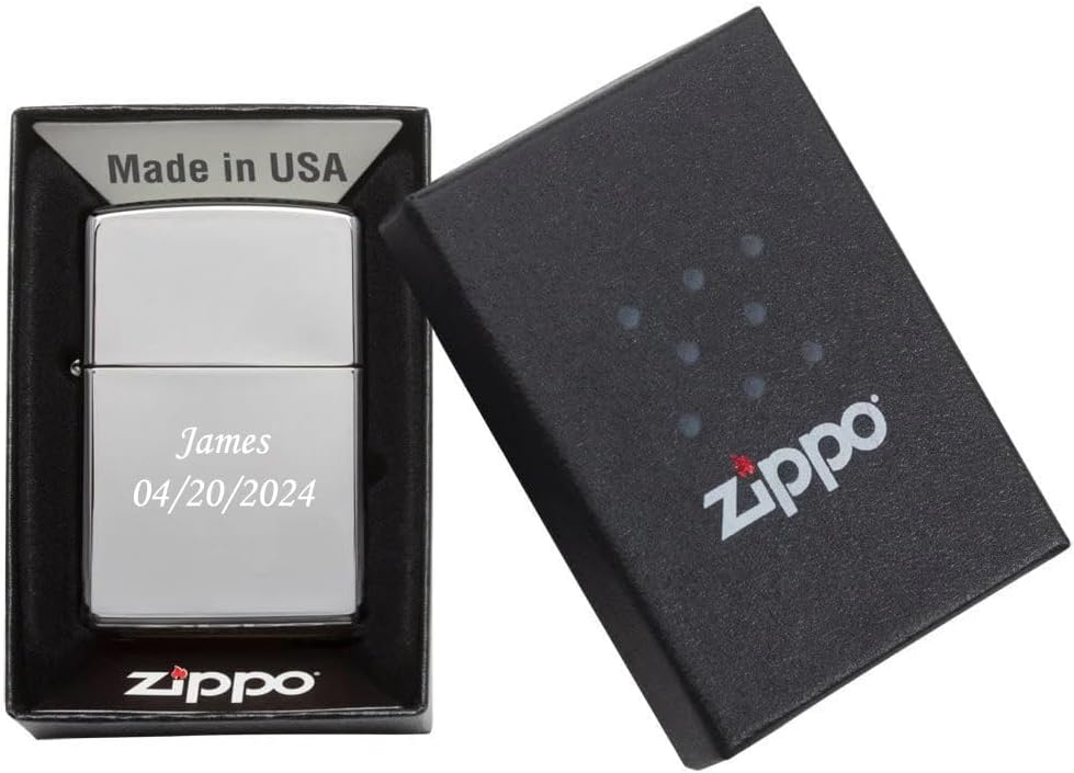 Customized Personalized ZIPPO Classic Windproof Oil Lighter Engraving (Chrome)