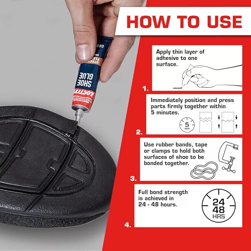 Image of Loctite Shoe Glue, Strong & Flexible, Resistant to Water, Ideal for Rubber, Leather, Vinyl & Canvas, Permanent repair of any shoes, Precise application, Dries Clear - 0.6 fl oz Bottle, Pack of 1