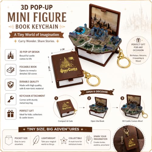 Image of 3D Pop-Up Book Keychain, Mini Foldable Toy Gift