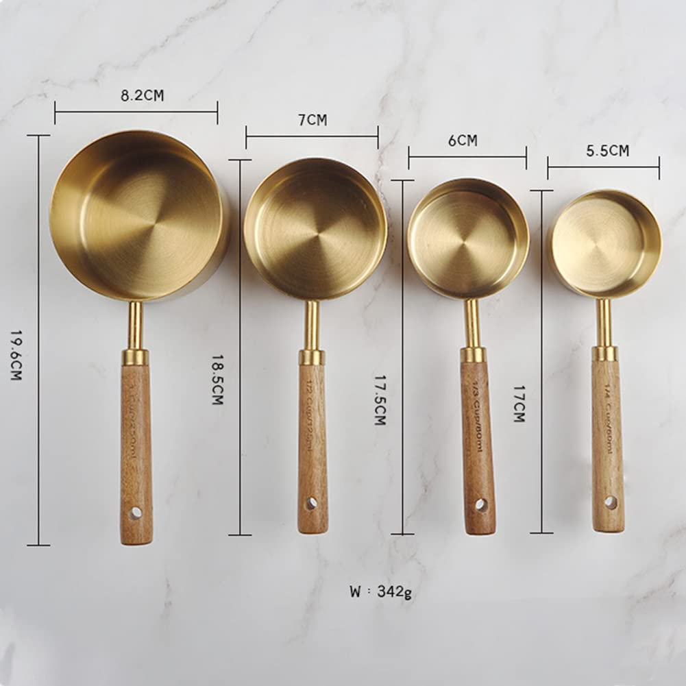 Set Misurini DAZZLEEX In Acciaio Inox Con Manico In Legno Di Acacia - 8 Pezzi: 4 Tazze E 4 Cucchiai