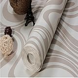 KeTian moderne luxuriöse abstrakte 3D-Kurventapete Vlies Beflockungsstreifen für Wohnzimmer/Schlafzimmer Tapetenrolle 0,7 m (2,29 'W) x 8,4 m (27,56 'L) = 5,88 ㎡ (63,11 m²) (cremefarben&silber&grau)