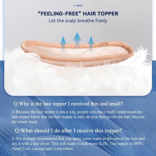 Miniatura 7 de EMMOR Toppers de cabello humano Remy para mujer, 100% 3.5 x 4 pulgadas atados a mano con base de encaje suizo de 12 pulgadas (degradado gris