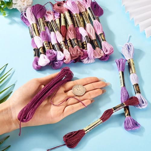 Image of FASHEWELRY 210 Yards Embroidery Thread Bulk Purple Crewel Cross Stitch Threads 1mm Polyester Embroidery FlossThread for Jewelry Making Bracelet Knitting Stitch Supply