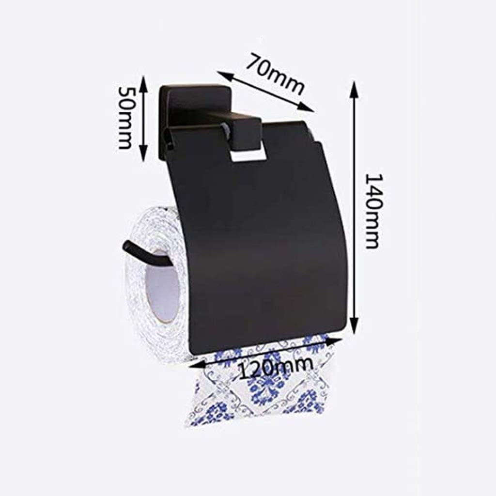 Black Wall - Mount Toilet Paper Holder with Storage, Multi - Functional Bathroom Accessory for RV, Camper & Home
