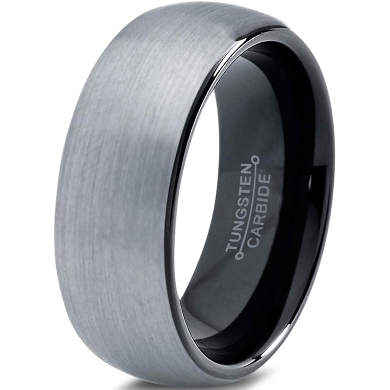ジュエリー 生産完了商品 タングステン結婚式バンドリング8 Mmメンズレディース快適フィットブラックドーム型ラウンドbrushed Sn66qhudic Www Boulevardrestaurants Com