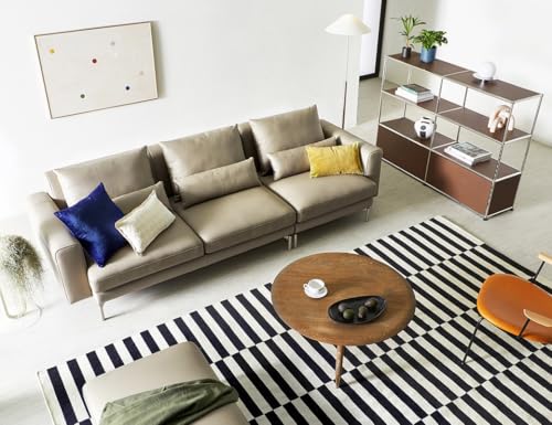 Image of Fabrique Universal 4 Seate with Puffy Moden Design Light Grey Sofa Set | Comfortable Furniture for Home Office & Living Room | Easy to Move with Stainless Steel Legs