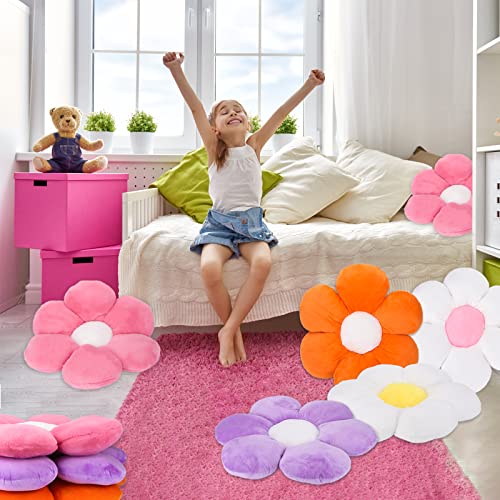 Leuaxmy 25.6 " Flower Pillow Shaped Throw Cute Floor Cushion Seating Flower Pillow Room Decor White Flower Pillow Cushion For Reading Watching Tv #TOP1