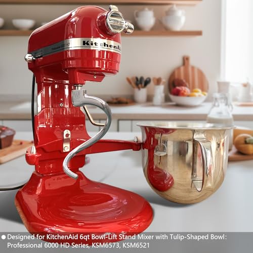 Image of QAP Stainless Steel Spiral Dough Hook Fits KitchenAid 6 QT Tulip Bowl | Dishwasher safe rustproof; Fast efficient kneading; Bread pizza pasta cookies; Food-grade heavy duty metal