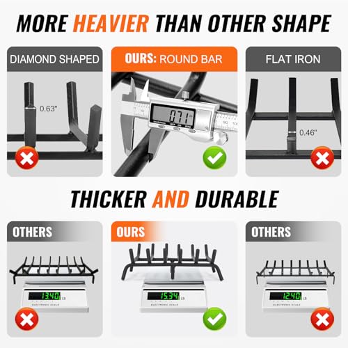 Zettfuly Fireplace Grate 20 inch - Fireplace Log Grates Heavy Duty Solid Round Steel | Fireplace Log Holder No Assembly | Burning Wood Log Rack for Indoor Chimney Hearth & Outdoor Camping