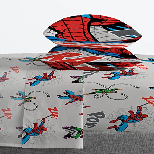 Image of Marvel Spiderman Queen Comforter Set 7 Piece Bedding for Boys, Grey | Bed in a Bag, Comforter Sheets Shams Pillowcases, Official Product, Soft Microfiber, Machine Washable Easy Care, Boys Gift