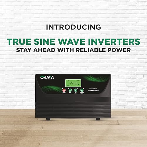 Image of Okaya ATSW 3750 Hi-Capacity Inverter for Home, Office & Shops | 3200VA /24V Pure Sinewave | Reliable Power Backup | Supports 2 Inverter Battery | LED Display | Fast Charging | with 36 Months Warranty