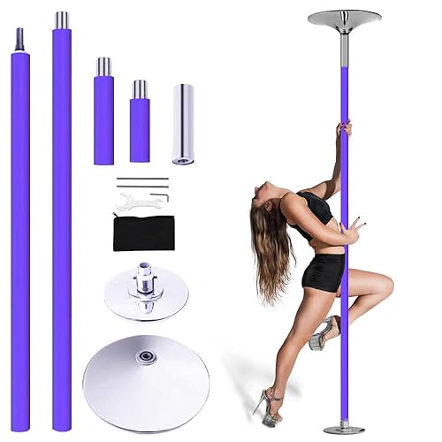 Silicone Pole Dancing Pole Pole Fitness Dance Pole Spinning Pole Dancing Pole Stripper Pole with Base Dancing Poles for Home for Apartment-Friendly Home Gym, Dance & Yo Adjustable 2.2–2.7m
