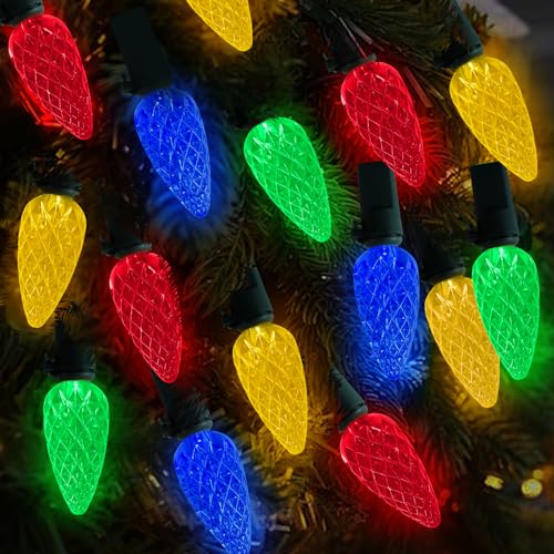 Guirlande lumineuse Noël fraise multicolore 50 LED avec éclairage C6