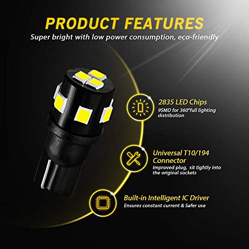 Auxlight T10 921 194 168 912 Led Bulbs White 12-Pack, Super Bright 12 Volt Led Replacement For Rv Camper Trailer Boat Trunk Interior Dome Map License Plate Lights, Backup Reverse Lights #TOP2