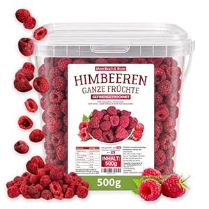 Gefriergetrocknete Himbeeren 500g – 100% Frucht, ohne Zuckerzusatz – knusprig und vegan – ideal als Topping und zum Naschen, KEINE Chinaware, vegan. Meerbach & Rose – Premium Qualität aus Deutschland