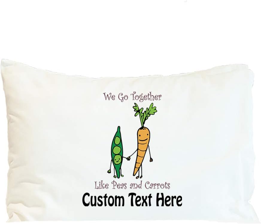 Custom Pillow Case We Go Together Peas and Carrots Style A Funny Humor Food & Beverage Polyester Home Decor Bed Pillow Covers Personalized Text Here 30x20 Inches