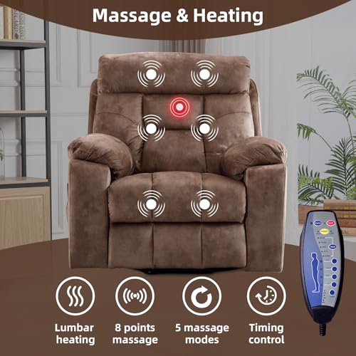 Image of CANMOV Large Power Lift Recliner Chair with Massage and Heat for Elderly Big and Tall People, Overstuffed Wide Recliners with 2 Cup Holders, Side Pocket and USB Port, Camel