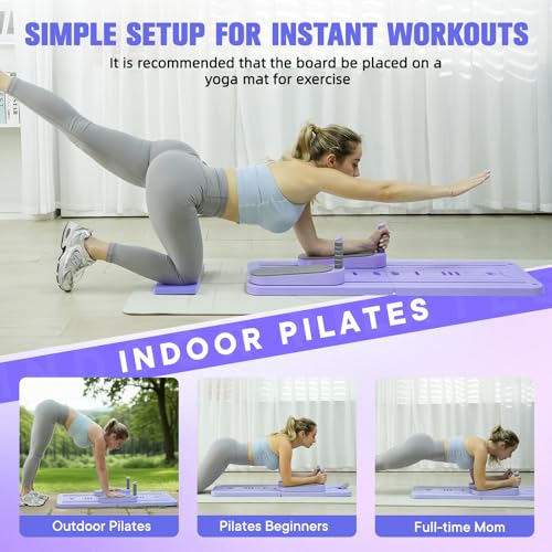 Pilates Board-Pilates Reformer Set 6 in 1 Multifunctional Abdominal Pilates Board for Home Workout Equipment, Foldable Pilates Portable Reformer Machine, Ab Board Trainer for Women - Image 6