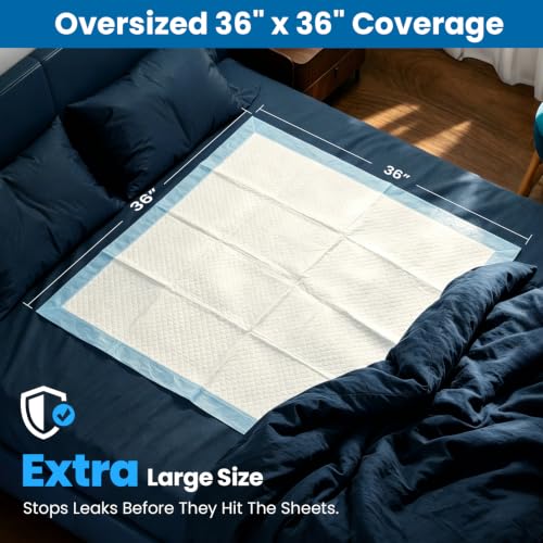 Image of SOFYFINE Extra Large Chucks 36 inchx36 inch 100 Count Disposable Bed Pads Heavy Duty Absorbent Elderly Adults Incontinence Bed Pads,Waterproof Thicken Puppy Pee Pad,Changing Underpads for Women and Baby
