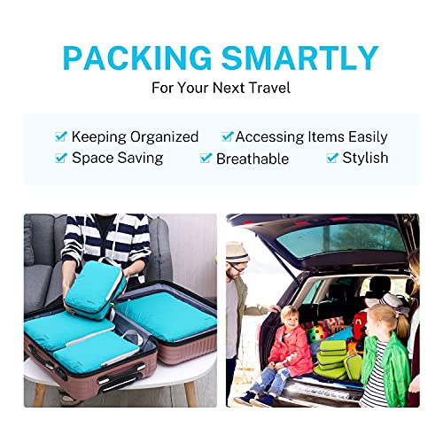 Gonex 4Pcs Compression Packing Cubes Expandable Travel Bags Organizers Blue With Travel Duffle Bag Black #TOP3