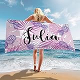 ICELIETE Customized Beach Towel with Name Fruit Beach Towel Microfiber Blanket Towel Quick Dry Sand