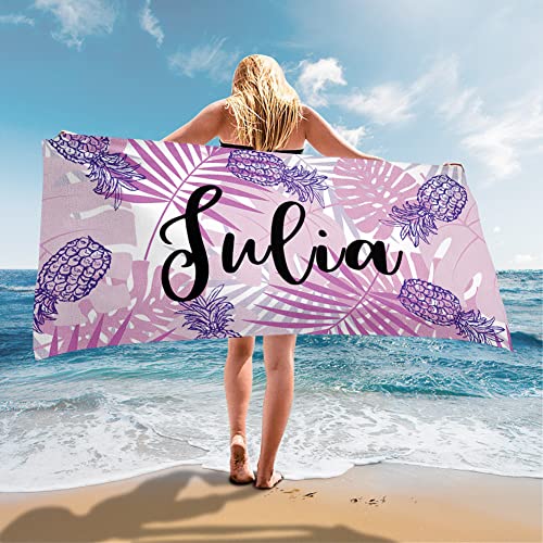 Iceliete Customized Beach Towel With Name Fruit Beach Towel Microfiber Blanket Towel Quick Dry Sand Free Beach Towel Pineapple Lemon Beach Towel For Adult Kids #TOP3