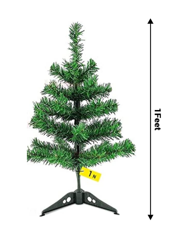 OneStoreIndia Xmas Christmas Tree for Home Office Restaurant- 1ft X-mas Tree for Christmas Décor Living Room Indoor Outdoor- Christmas Decorations Items- Christmas Gift (Green) (Pack of 5)