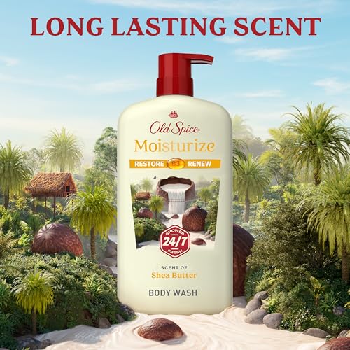 Image of Old Spice Cleansing Body Wash for Men, 24 /7 Shower Fresh with Lasting Scent, Restore & Renew, Gentle on Skin, Vitamin B3, Moisturize with Shea Butter Scent, 30 oz (Pack of 4)