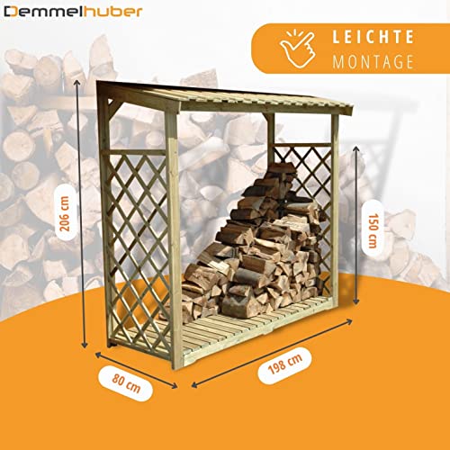 DEMMELHUBER- Kaminholzregal außen mit Rankgitter imprägniert 2, 2 m³ Kaminholzspeicher 210 x 80 x 207cm Holzlager Kaminholzschrank Holzunterstand-3