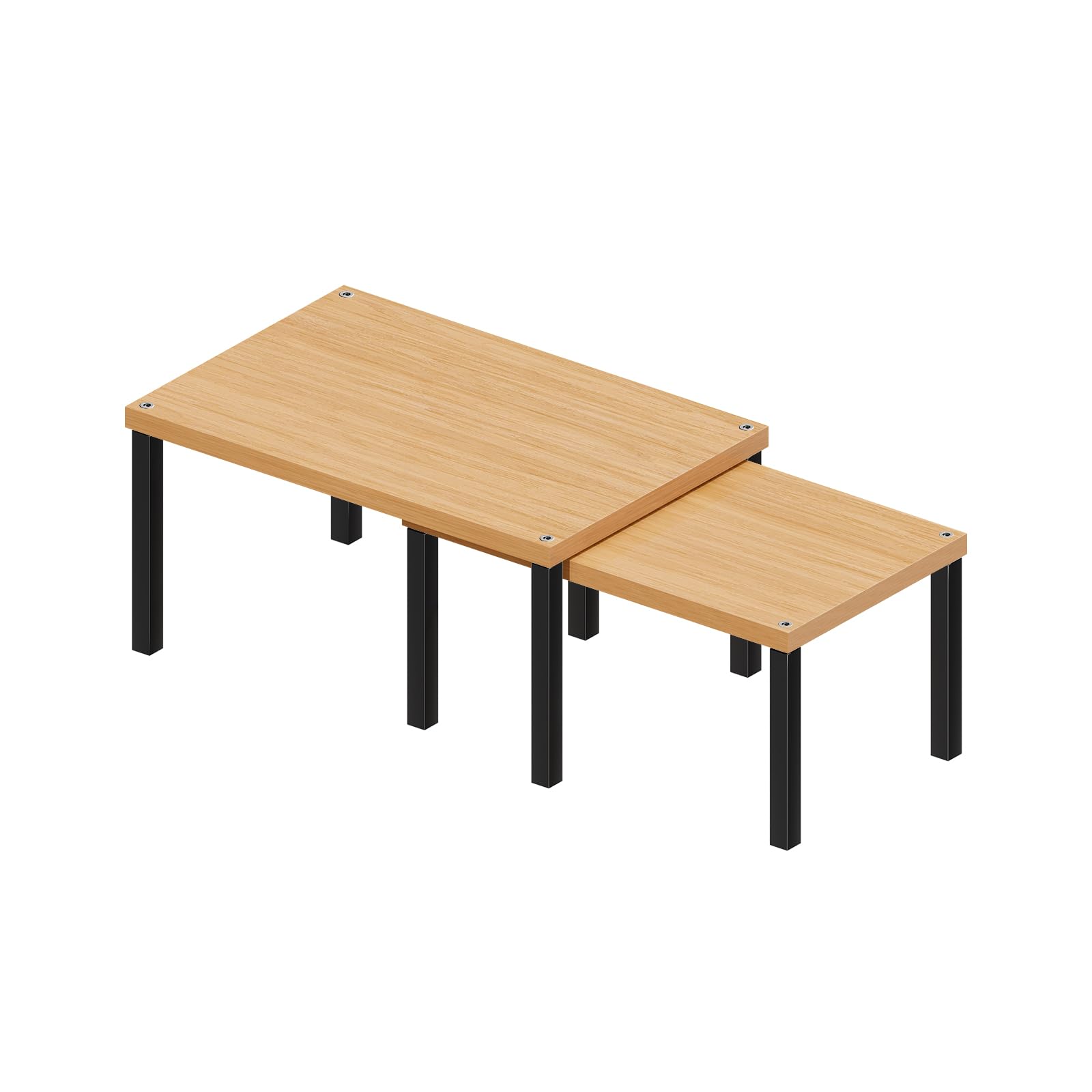 Simple TrendingCabinet Organizer Shelf,Expandable,Stackable Set of 2 Kitchen Counter Organizer Shelves for Spice Rack Desk Organizer, Metal and Wood, Natural and Black