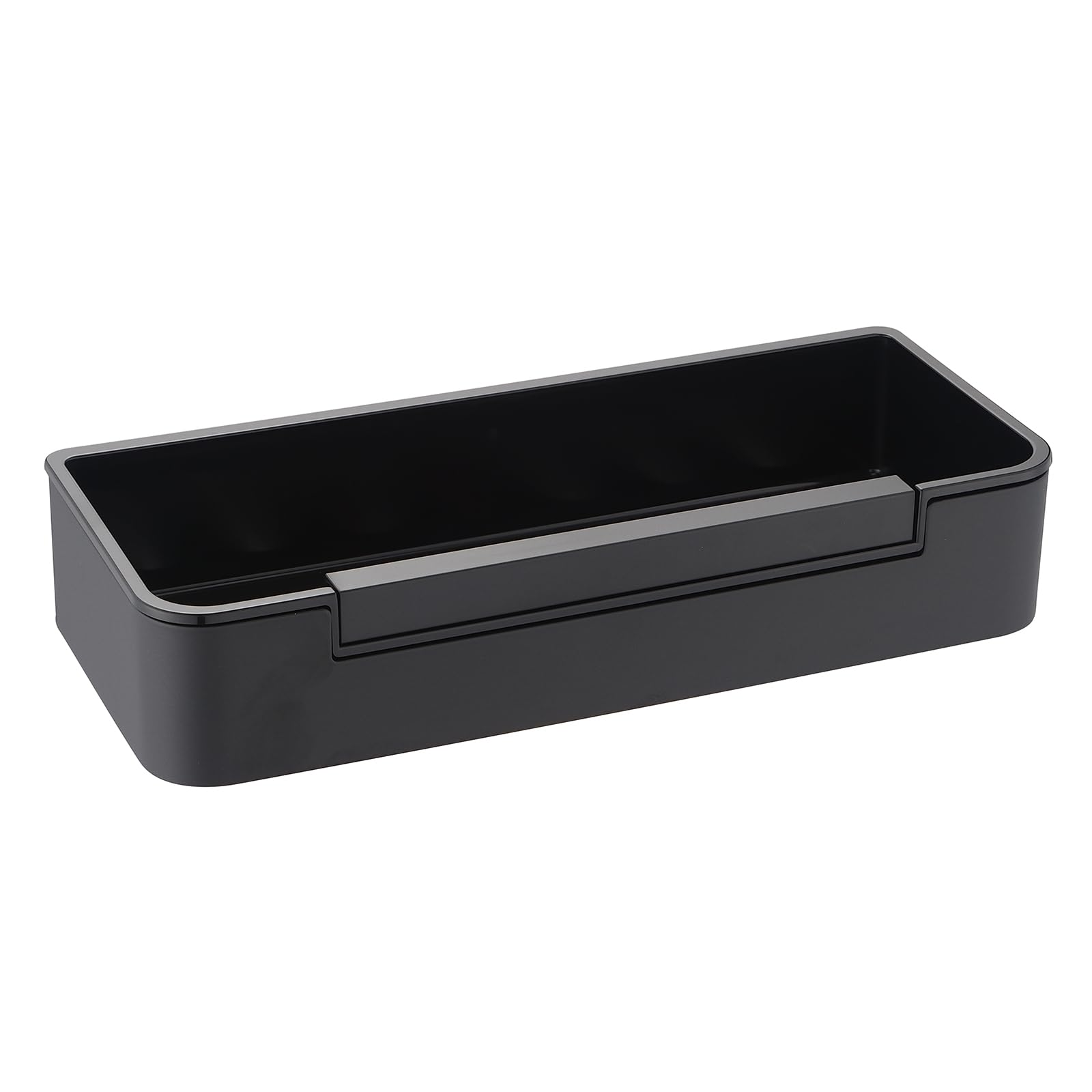 Bernstein Duschkorb DK619 aus Edelstahl in Schwarz matt mit Duschabzieher selbstklebend oder verschraubbar rechteckige Duschablage 29 cm ohne Bohren