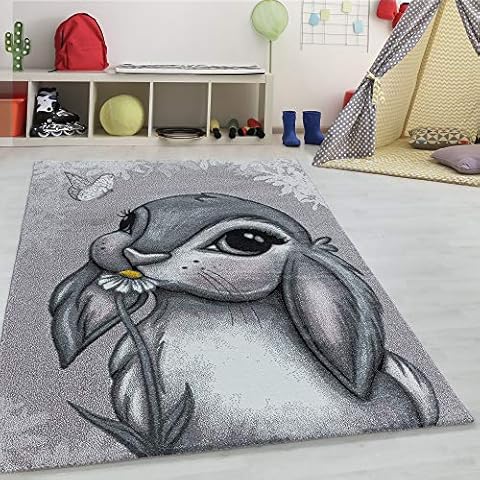 Kinderteppich Kurzflor, süßer Hase Design Cover