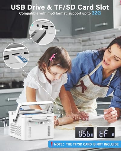 Image of Sunoony Boombox Cassette CD Player Combo with Bluetooth, 5000mAh Battery | Rechargeable Cd and Cassette Player for Home /Kids /Gift,FM Radio /Remote Control /Tape Recording /AUX /TF /USB /Earphone Jack(White)