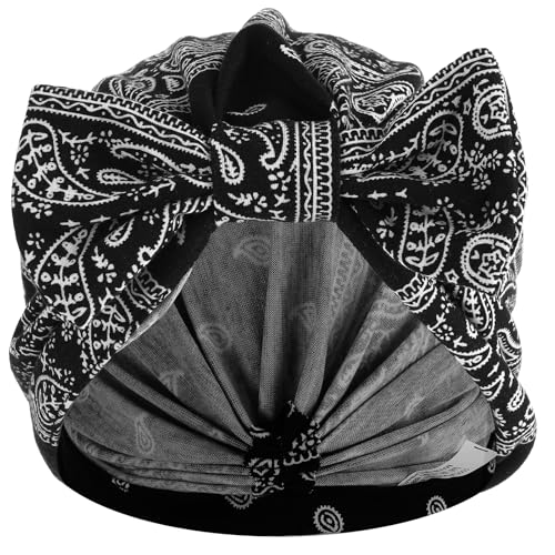 Ymapinc 1 turbante con forro de satén para mujer, gorro de dormir para quimioterapia, turbante ajustable para cabello rizado, trenzas, pacientes con cáncer, ultraligero y transpirable, color negro