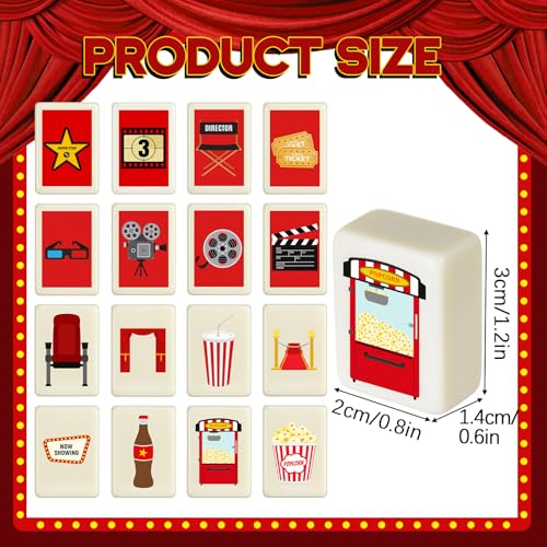 Hollowfly 65 Tiles 30 mm Movie Night Mahjong Block Set with Storage Bags 2 Player Mahjong Push Tile Game Pattern No DIY Required for Friend Family Game Night Party Gift - Thumbnail 2