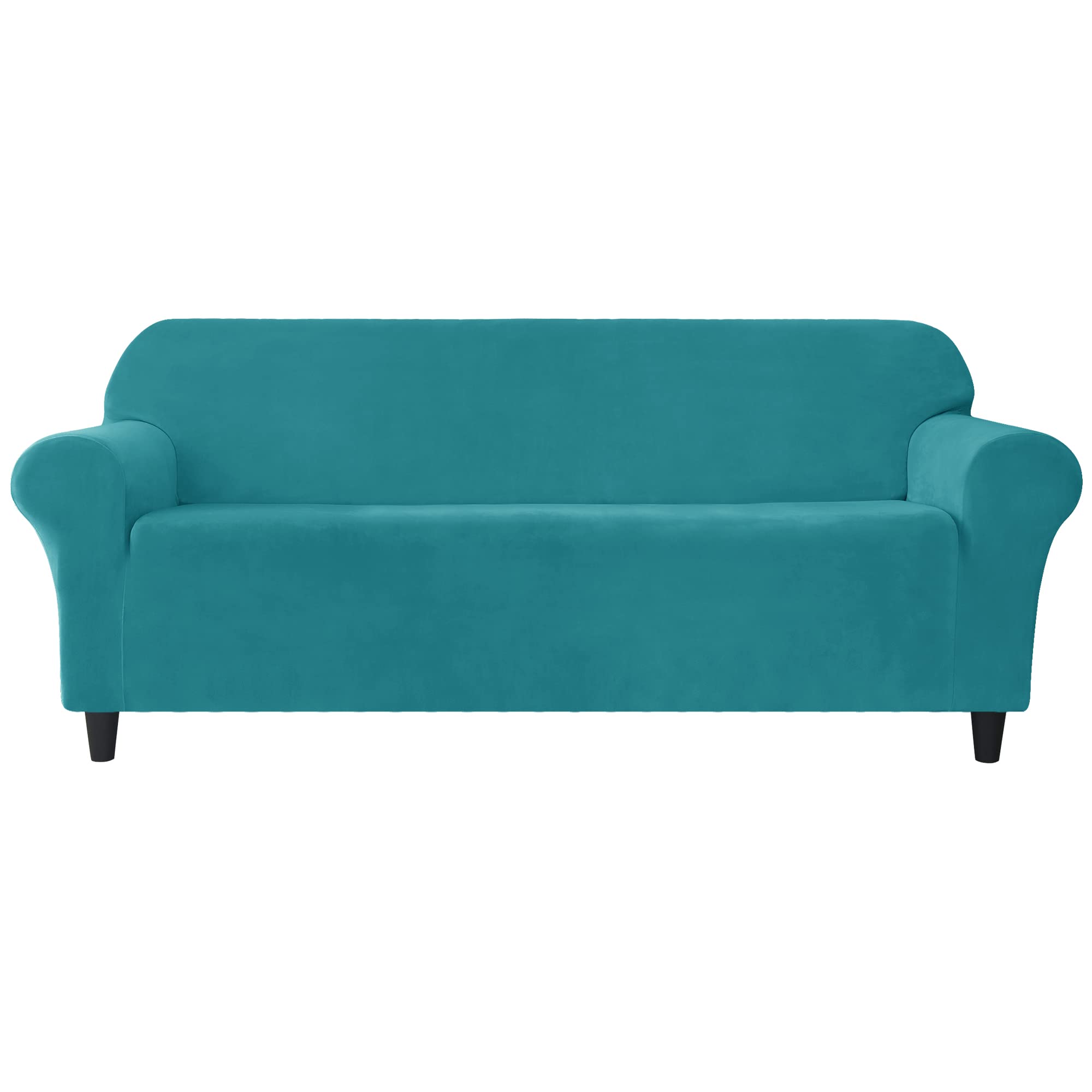 Photo 1 of Stretch Sofa Slipcover, Soft Thick Velvet Couch Sofa Cover Furniture Protector with Elastic Bottom for Pets & Kids (Turquoise, L)