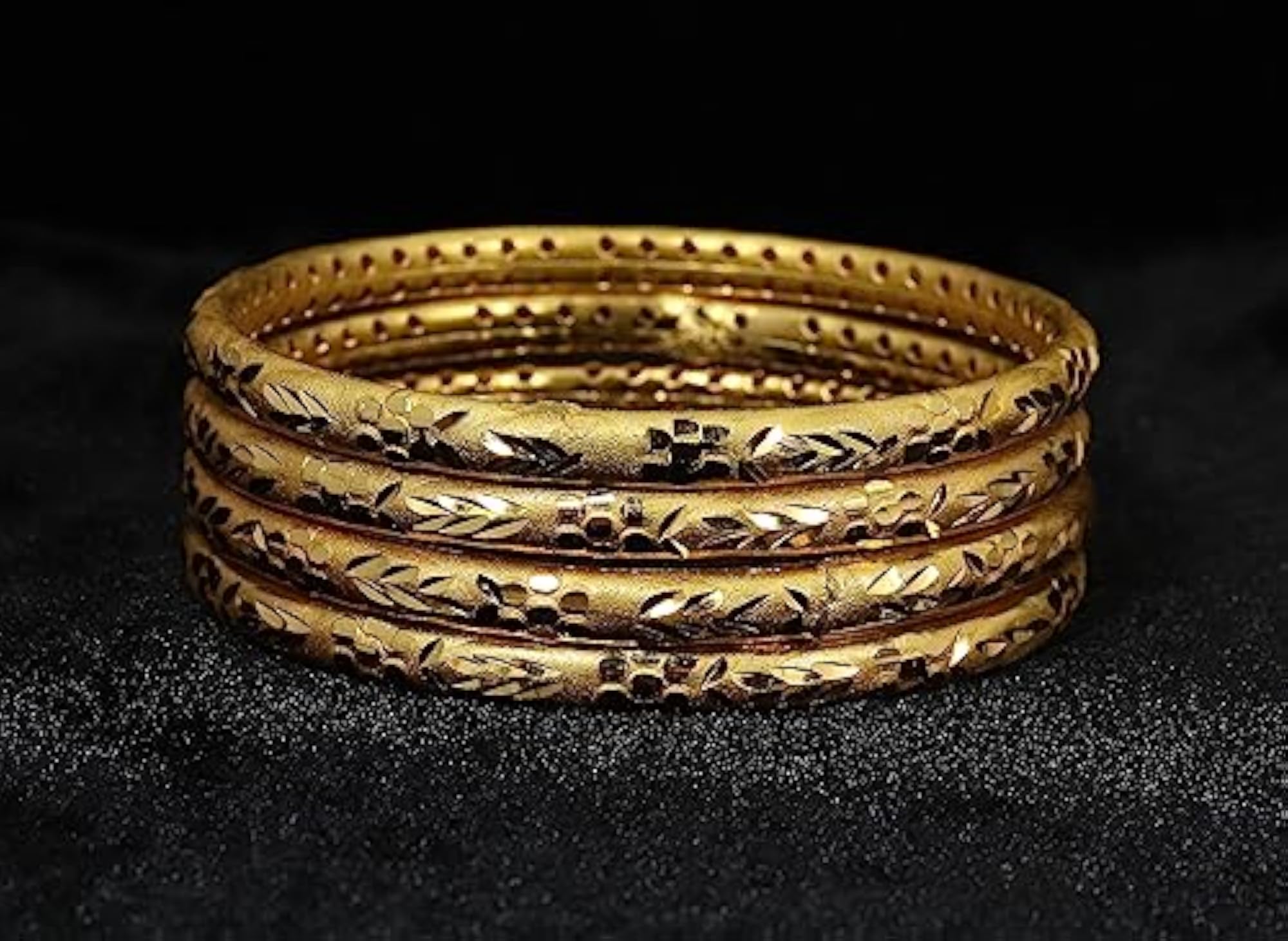 Brass Bangles Set, Pack of 4, 2.8 Inches