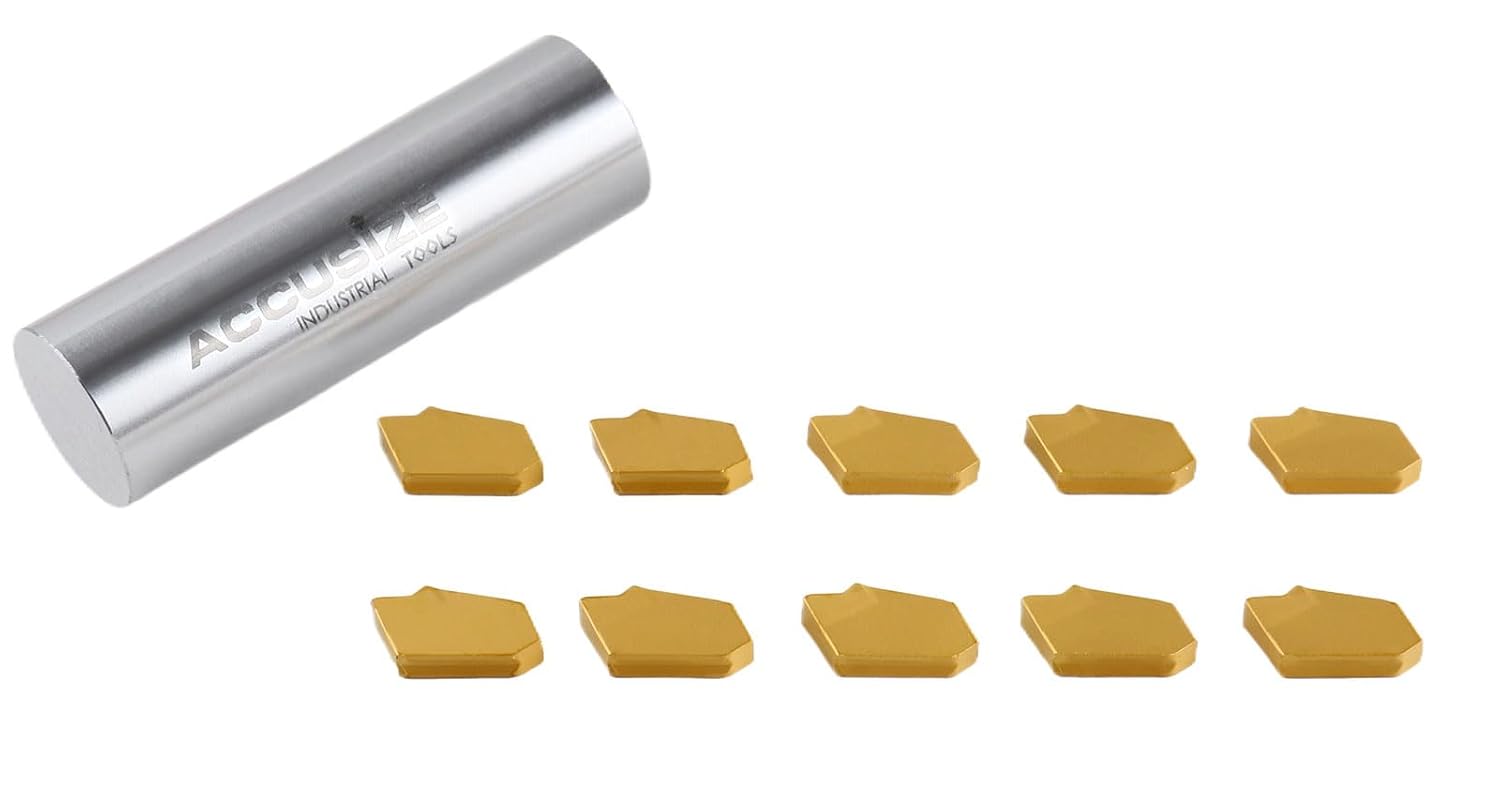 Accusize Industrial Tools GTN-3 Tin Coated Carbide Grooving Parting Inserts, 10 Pcs/Box, 6103-2003x10