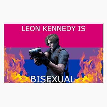 Leon Kennedy Bisexual Pride Flag Fire Graphic Gaming Character Fan Art 5" Vinyl Decal Bumper Sticker