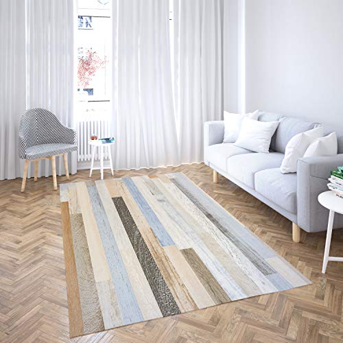 Oedim Alfombra Madera Blanca para Habitaciones PVC | 95 x 165 cm | Moqueta PVC | Suelo vinílico | Decoración del Hogar | Suelo Sintasol | Suelo de Protección |