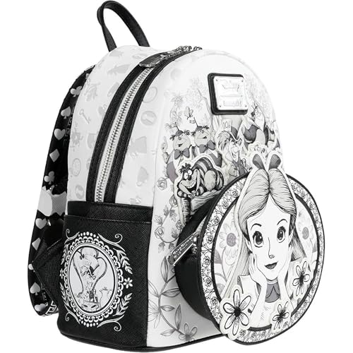 Loungefly Minimochila Disney Alice no País das Maravilhas | Couro sintético, detalhes em relevo e bordados, alças ajustáveis