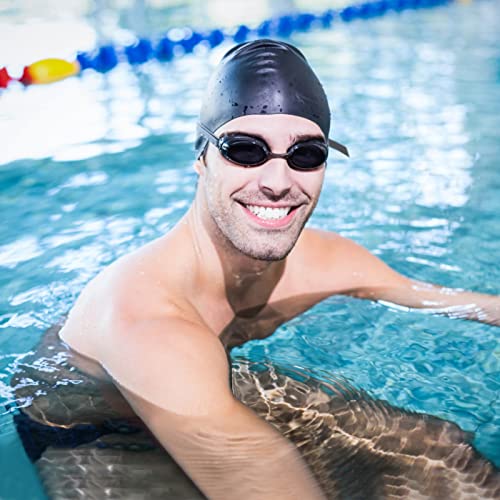 2 Pack Unisex Swim Caps Waterproof Silicone Swimming Caps Durable Elastic Non-Slip Bathing Swimming Pool Caps With Ear Plugs & Nose Clips For Women Men Adults Boys Girls, Black & Pink #TOP5