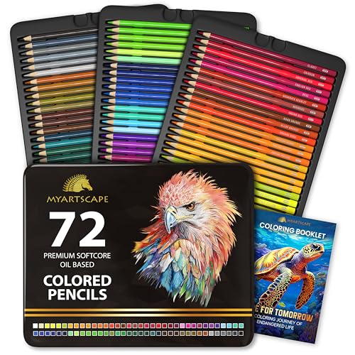 MyArtscape Oil Based Colored Pencils Set, 72 pcs Premium Color Pencils, Vibrant Colors, Break-Resistant Core, Art Kit with Adult Coloring Book 1 MyArtscape-Oil-Based-Colored-Pencils-Set-72-pcs-Premium-Color-Pencils-Vibrant-Colors-Break-Resistant-Core-Art-Kit-with-Adult-Coloring-Book