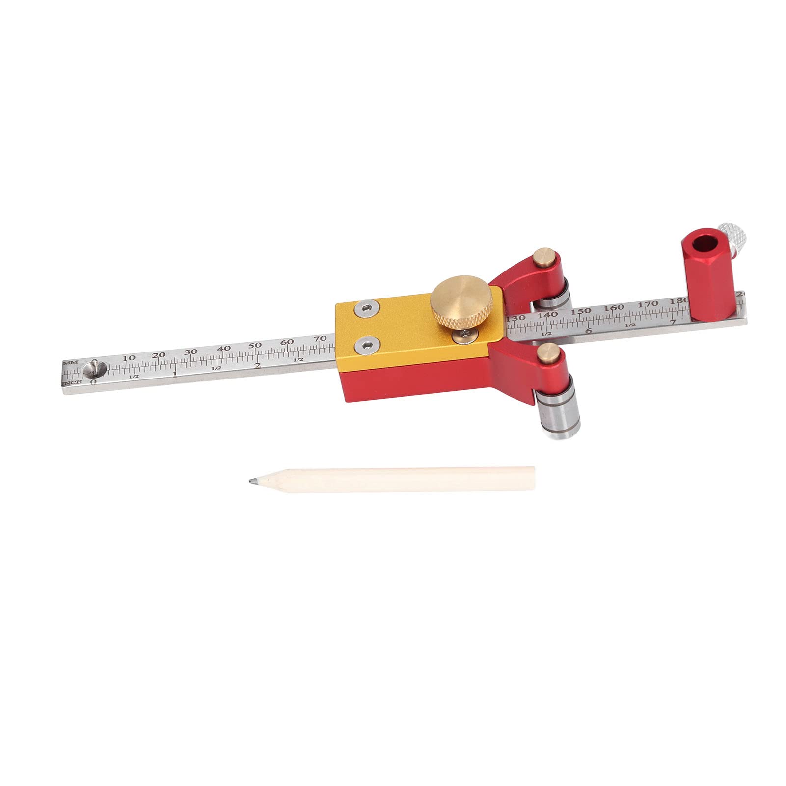 Fafeicy Strumento per Incisione su Legno con Tracciatore a Rotella, | Scriba Ad con Scala Scorrevole da 200 Mm, Multifunzionale per Misurare Cerchi, Linee e Altezze, Ideale per Legno,