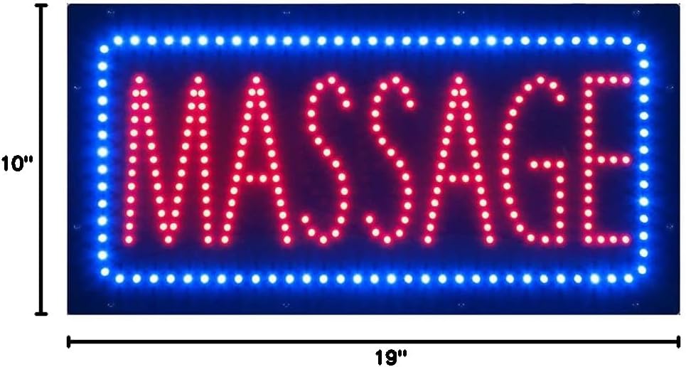 LED Massage Sign for Business, Super Bright LED Open Sign for Massage Therapist, Electric Advertising Display Board for Shop Store Storefront Window Home Decor. (Blue)