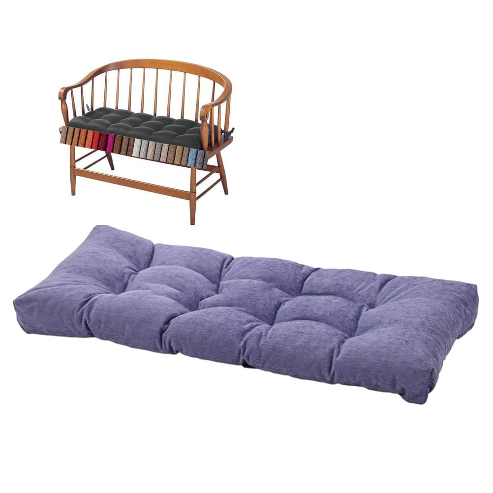 ZGantrix Bench Cushion Indoor/Outdoor,Linen Window Seat Cushion,Rectangle Bench Seat Pad for Garden Furniture Entryway Kitchen Dining Thick Chair Cushions with Non-Slip Backing,Purple,130x35x8cm