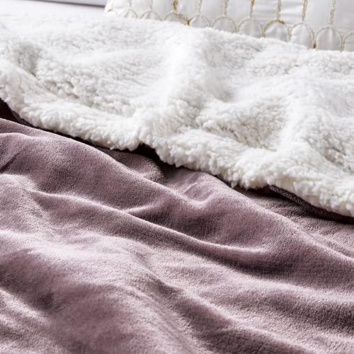 Bourina Sherpa Fleece Blankets Flannel Throw For Couch Sofa Throw Size - 50X60 Inches Lavender, Thick Cozy Warm Soft Blanket For Bed, Sofa, Camping Travel Throw #TOP3