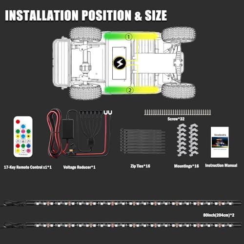 2PCS Golf Cart LED Kit with Reducer
