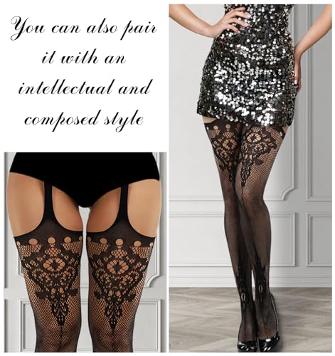 Image of Chalier Fishnet Stockings Lace Tights Thigh High Stockings for Women