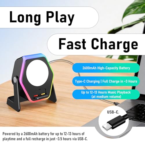 Image of Hupoaf 5 in1 Wireless Induction Speaker with Mirror [Powerful Sound]